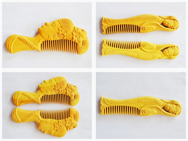 中國黃楊木工藝品數(shù)控雕刻機，用于制作木梳