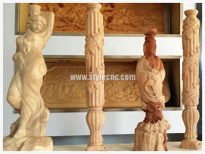 4x8數(shù)控雕刻機 3D 圓柱木雕項目